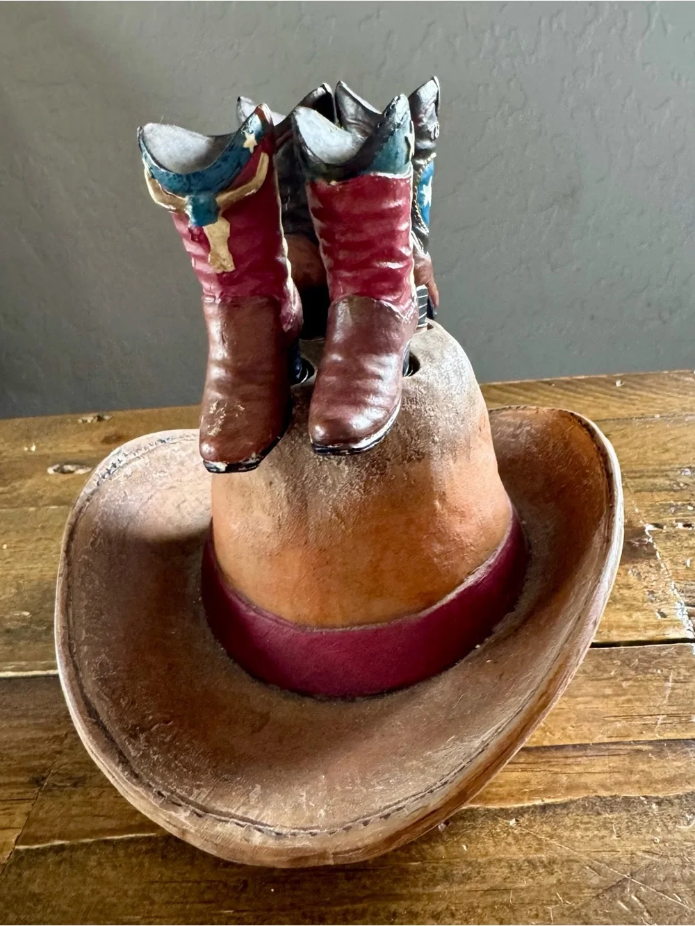 Texas Cowboy Boot Cheese Spreader Set w/ Cowboy Hat Holder Western Decor